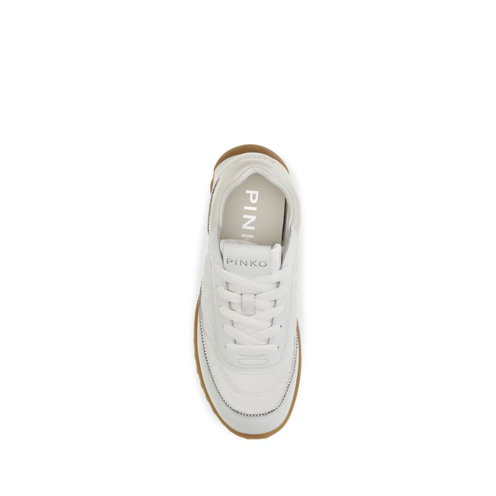 PINKO White Fabric Low Top Sneakers