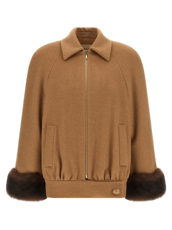 Valentino Garavani Brown Lamb Fur Bomber