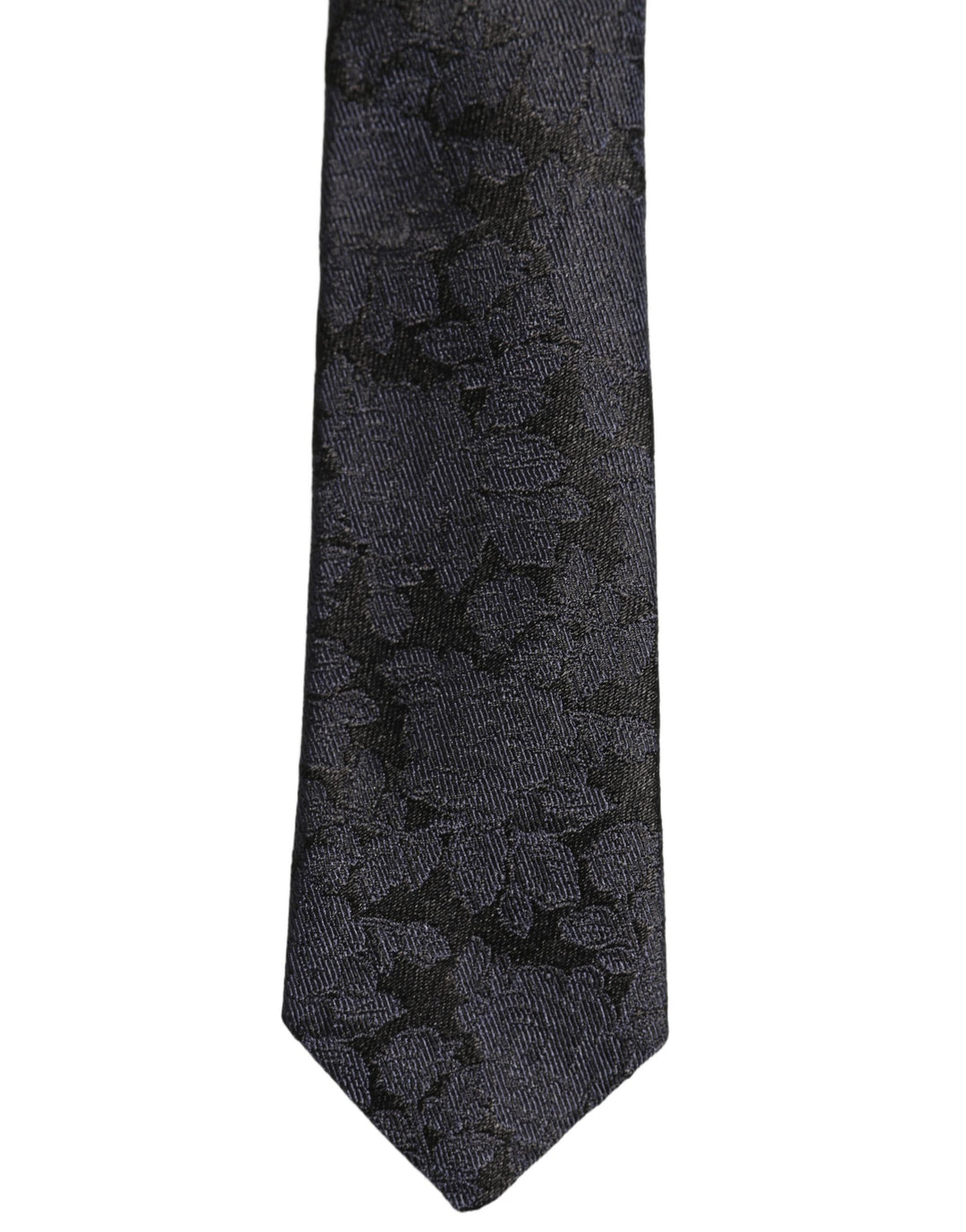 Dolce & Gabbana Men Black Floral Jacquard Adjustable Tied Necktie Tie