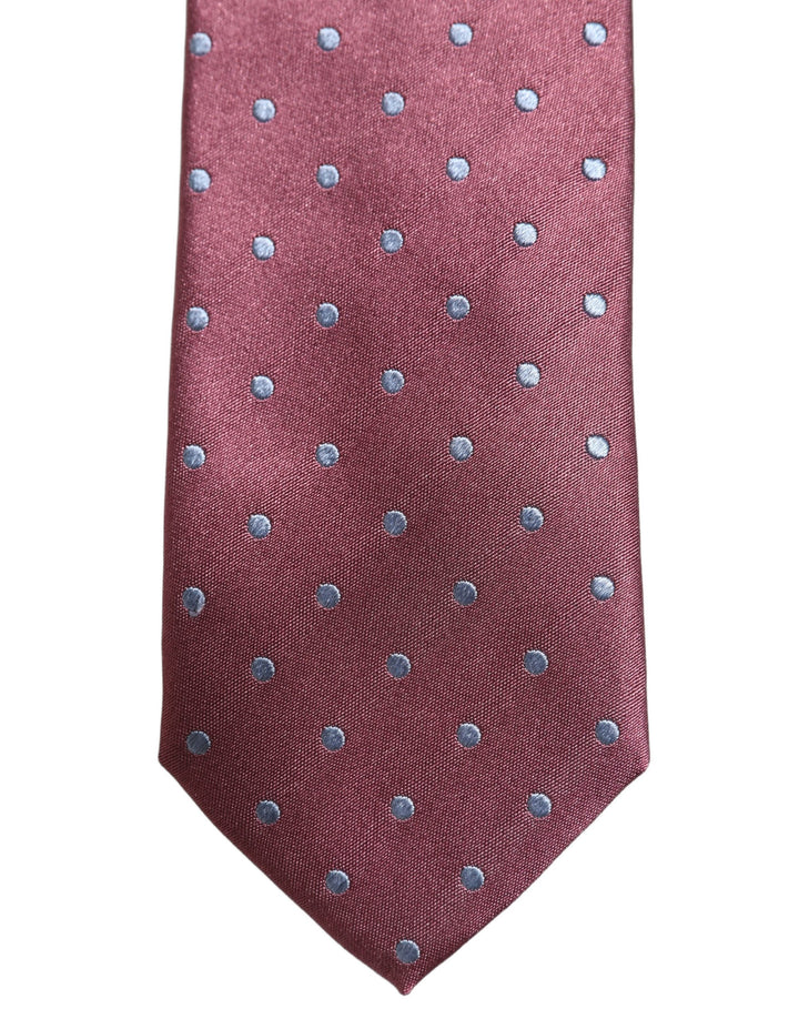 Dolce & Gabbana Men Maroon Silk Polka Dot Adjustable Tied Necktie Tie