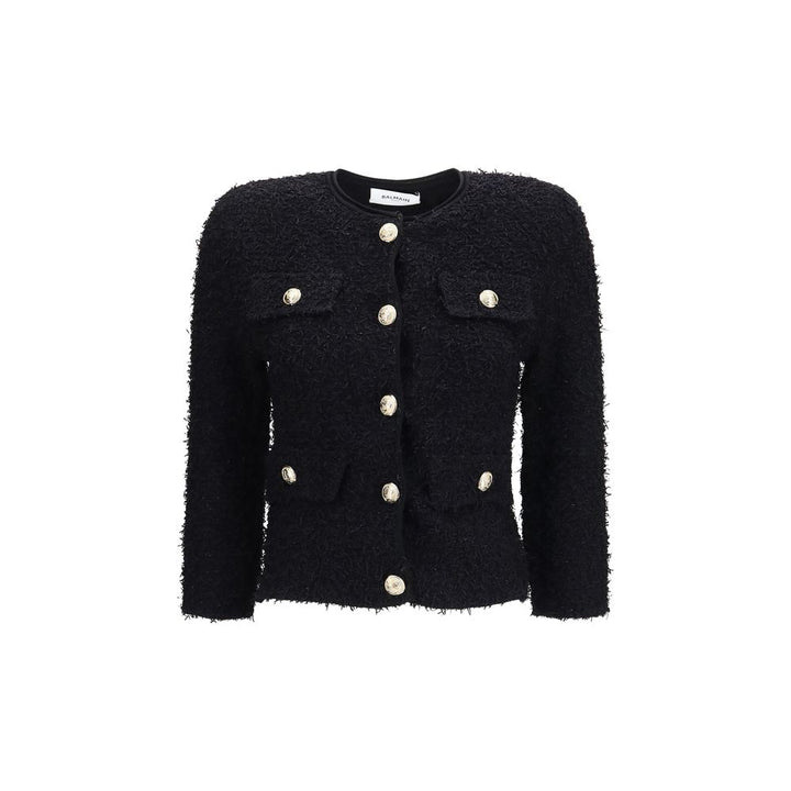 Balmain Black Viscose Shell Jacket