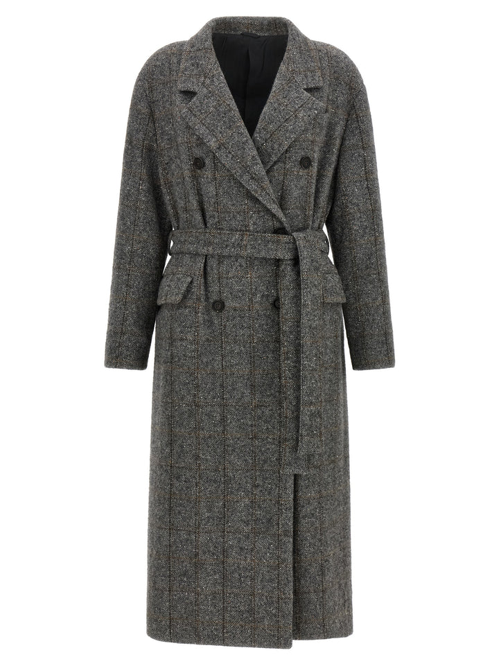 Brunello Cucinelli Gray Alpaca Leather Coat
