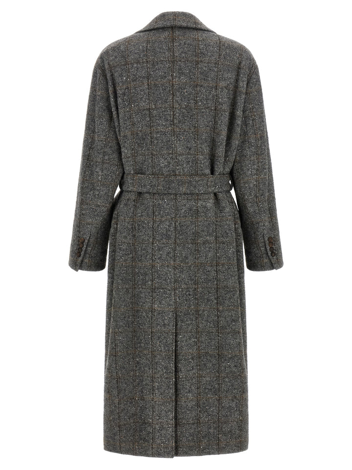 Brunello Cucinelli Gray Alpaca Leather Coat