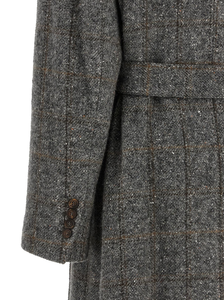Brunello Cucinelli Gray Alpaca Leather Coat