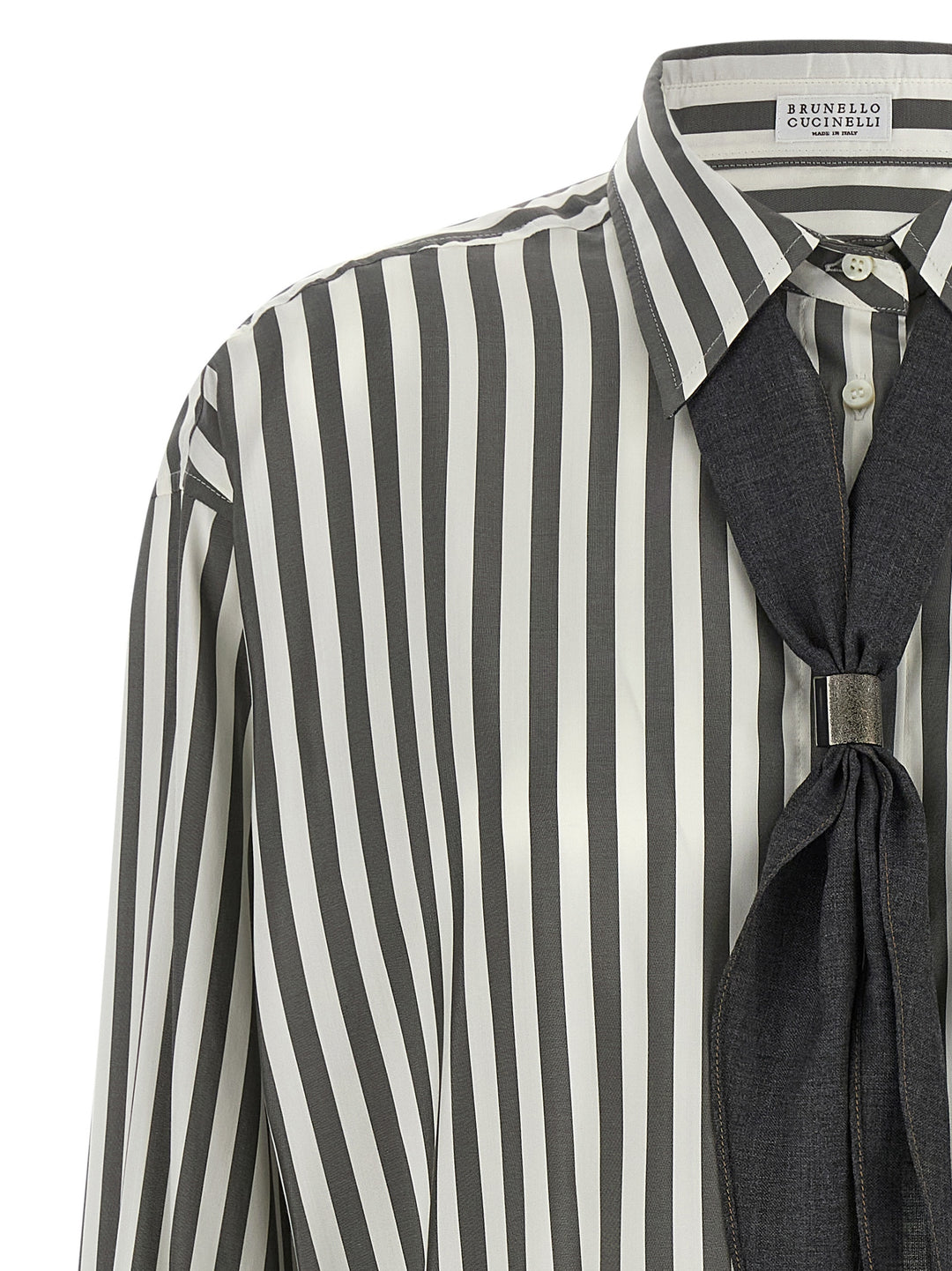 Brunello Cucinelli Bicolor Silk Blouse