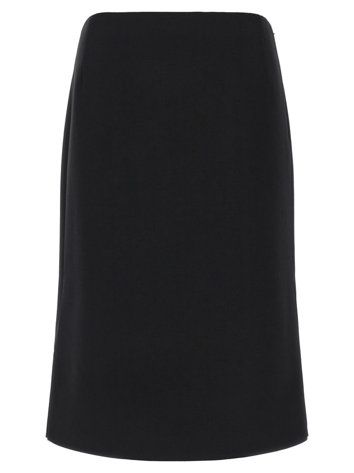 Fendi Black Wool Midi Skirt
