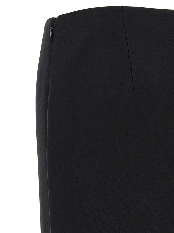 Fendi Black Wool Midi Skirt