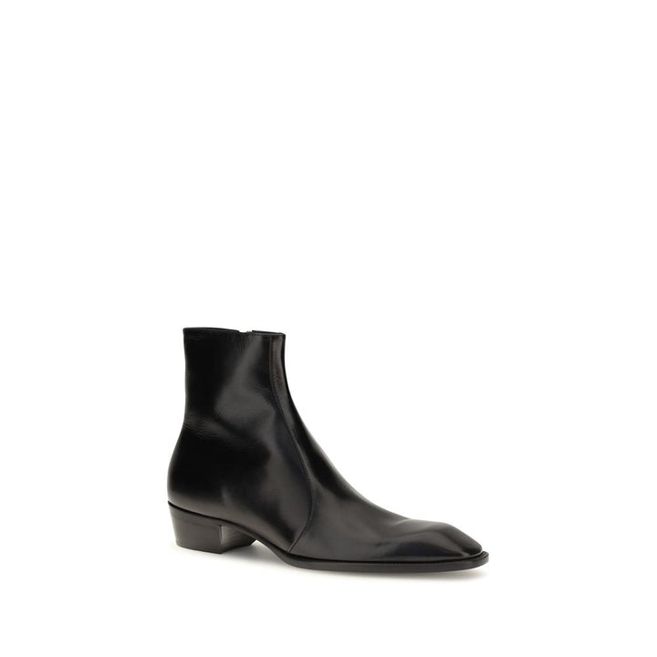 Saint Laurent Black Calf Leather Bos Taurus Ankle Boots