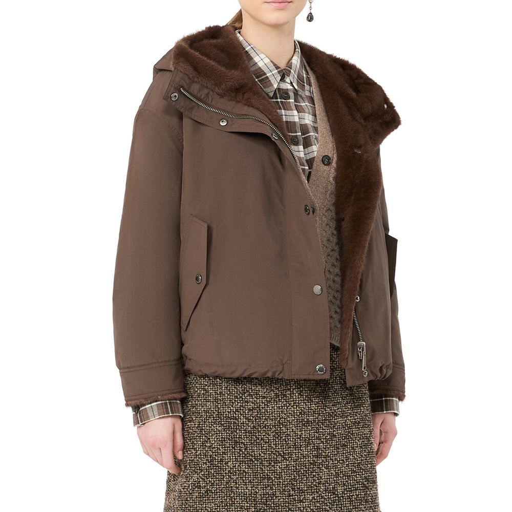 Max Mara Brown Cotton Full-Length Jacket