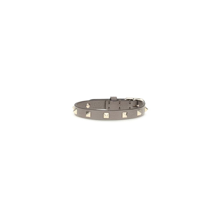 Valentino Garavani Gray Calf Leather Bos Taurus Bracelet