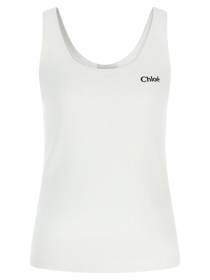 Chloé White Cotton Tank Tops