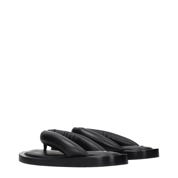 Jil Sander Black Leather Flip-Flop Sandals