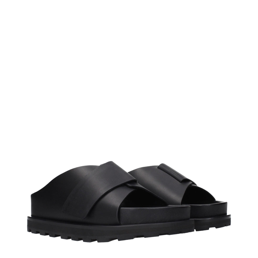Jil Sander Black Leather Slippers