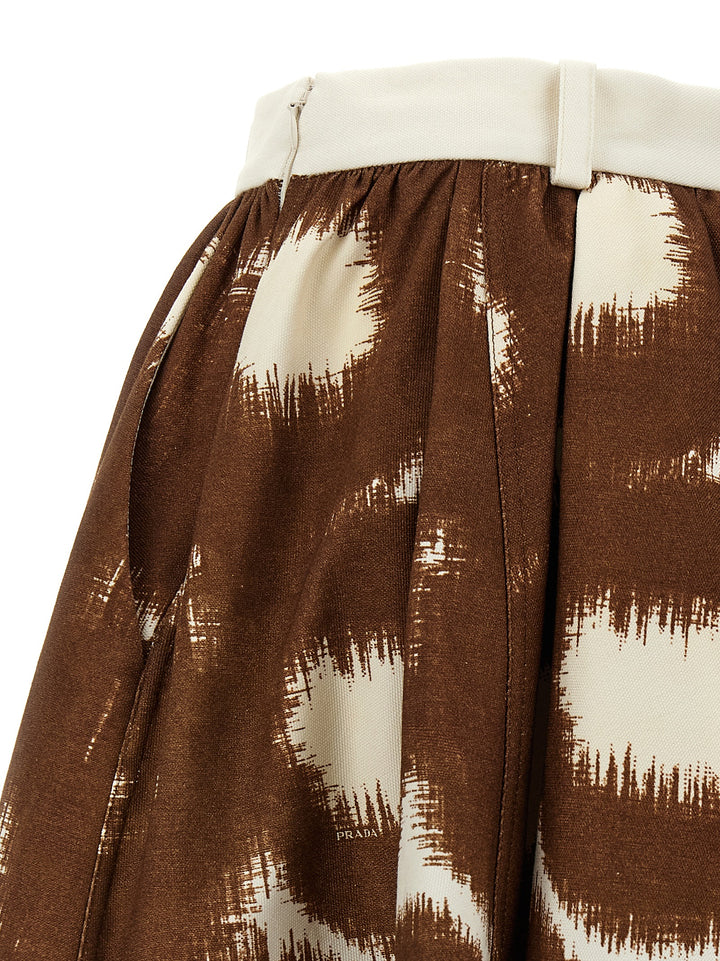Prada Brown Cotton Midi Skirt