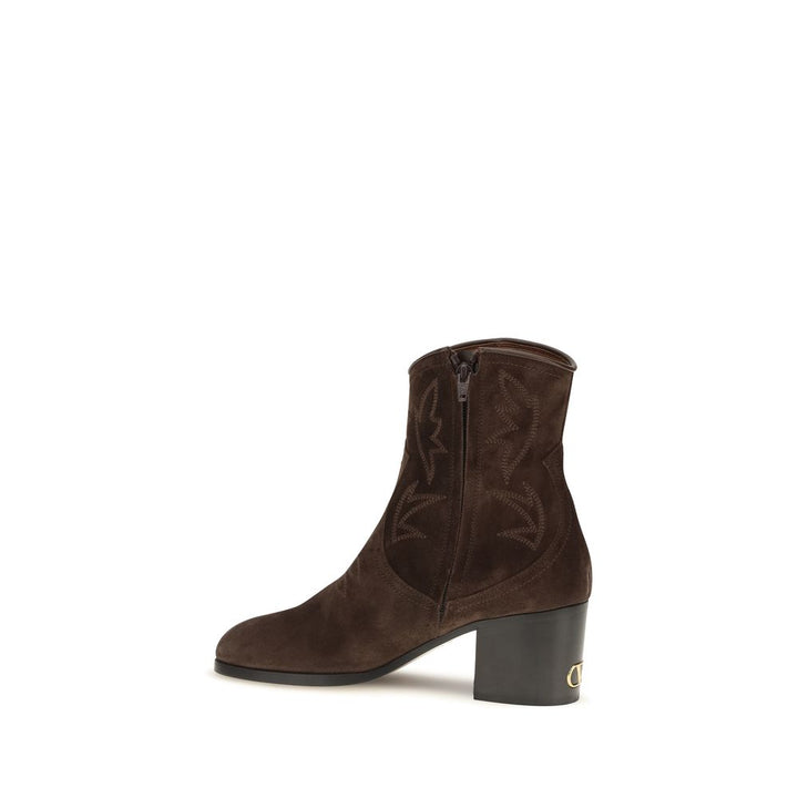Valentino Garavani Brown Suede Leather Ankle Boots