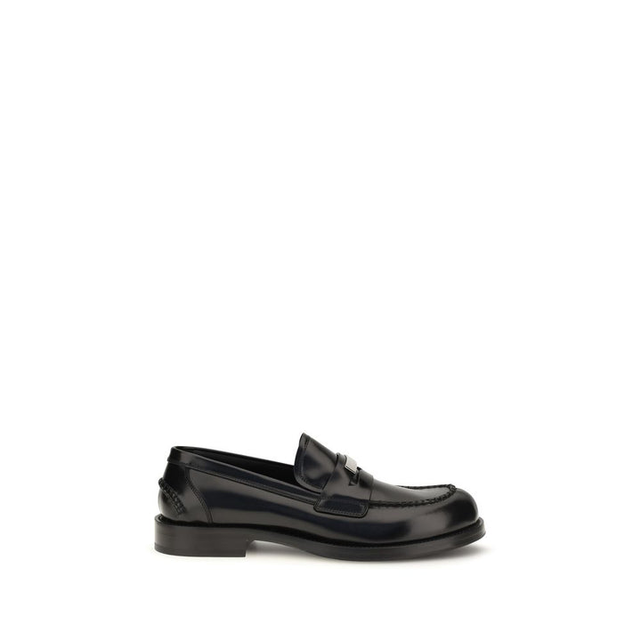 Dolce & Gabbana Black Calf Leather Bos Taurus Slip-On Loafers