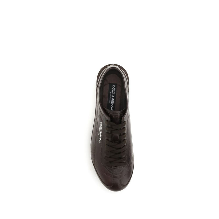 Dolce & Gabbana Brown Calf Leather Bos Taurus Low Top Sneakers