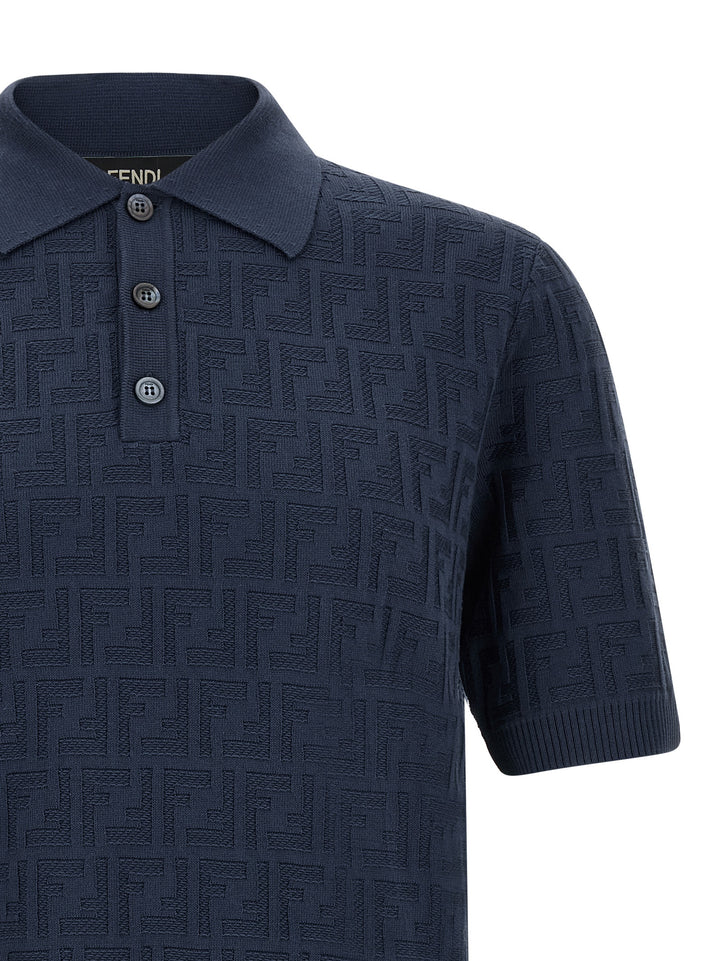 Fendi Blue Cotton Polo Shirt