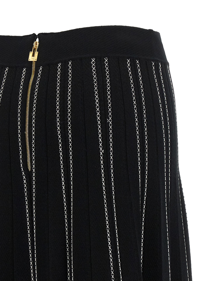 Elisabetta Franchi Black Viscose Midi Skirt