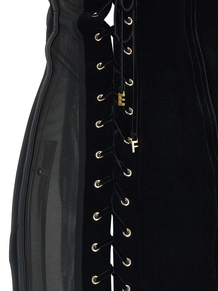 Elisabetta Franchi Black Polyester Short Dress
