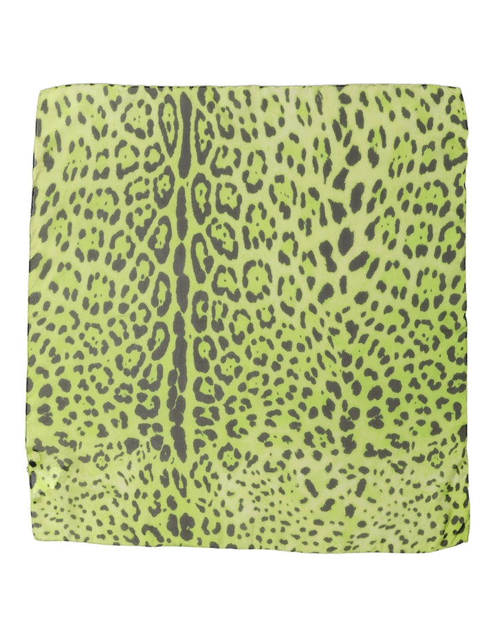 Dolce & Gabbana Green Leopard Print Silk Square Foulard Scarf