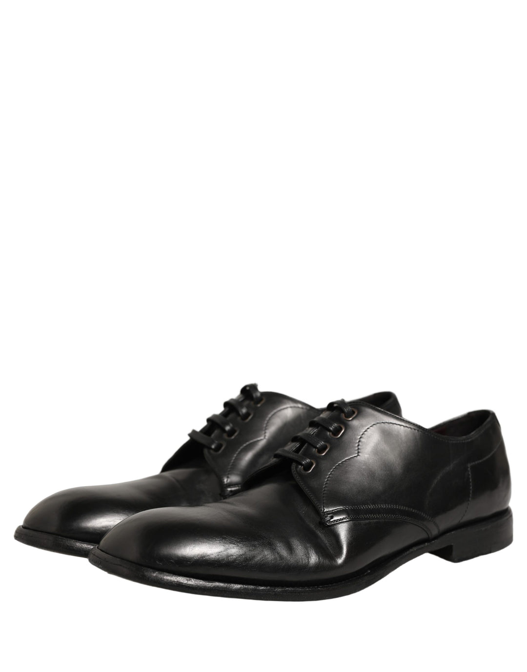 Dolce & Gabbana Black Calfskin Leather Derby Men Dress Shoes