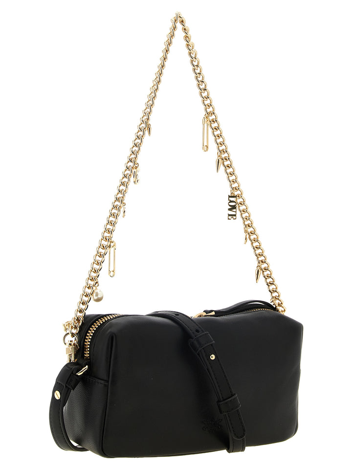 PINKO Black Lambskin Shoulder Bag