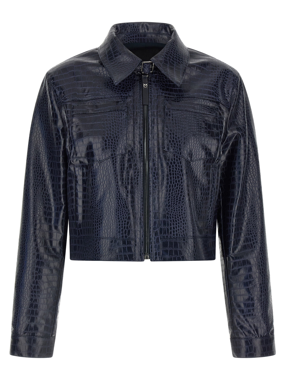 PINKO Blue Viscose Leather Jacket