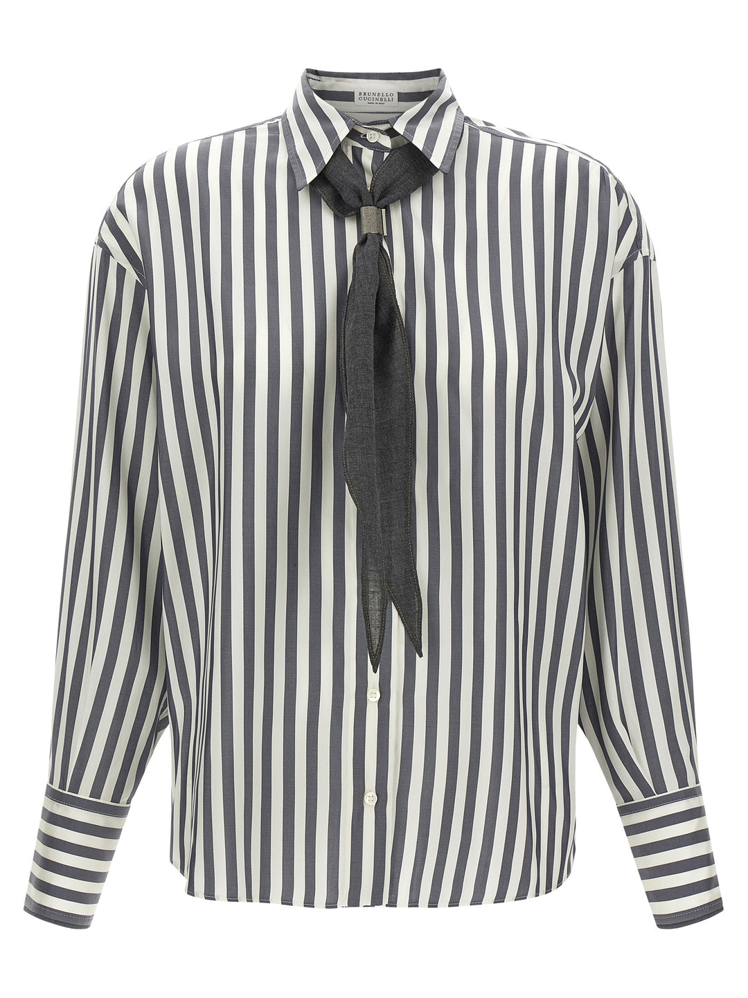 Brunello Cucinelli Gray Silk Blouse