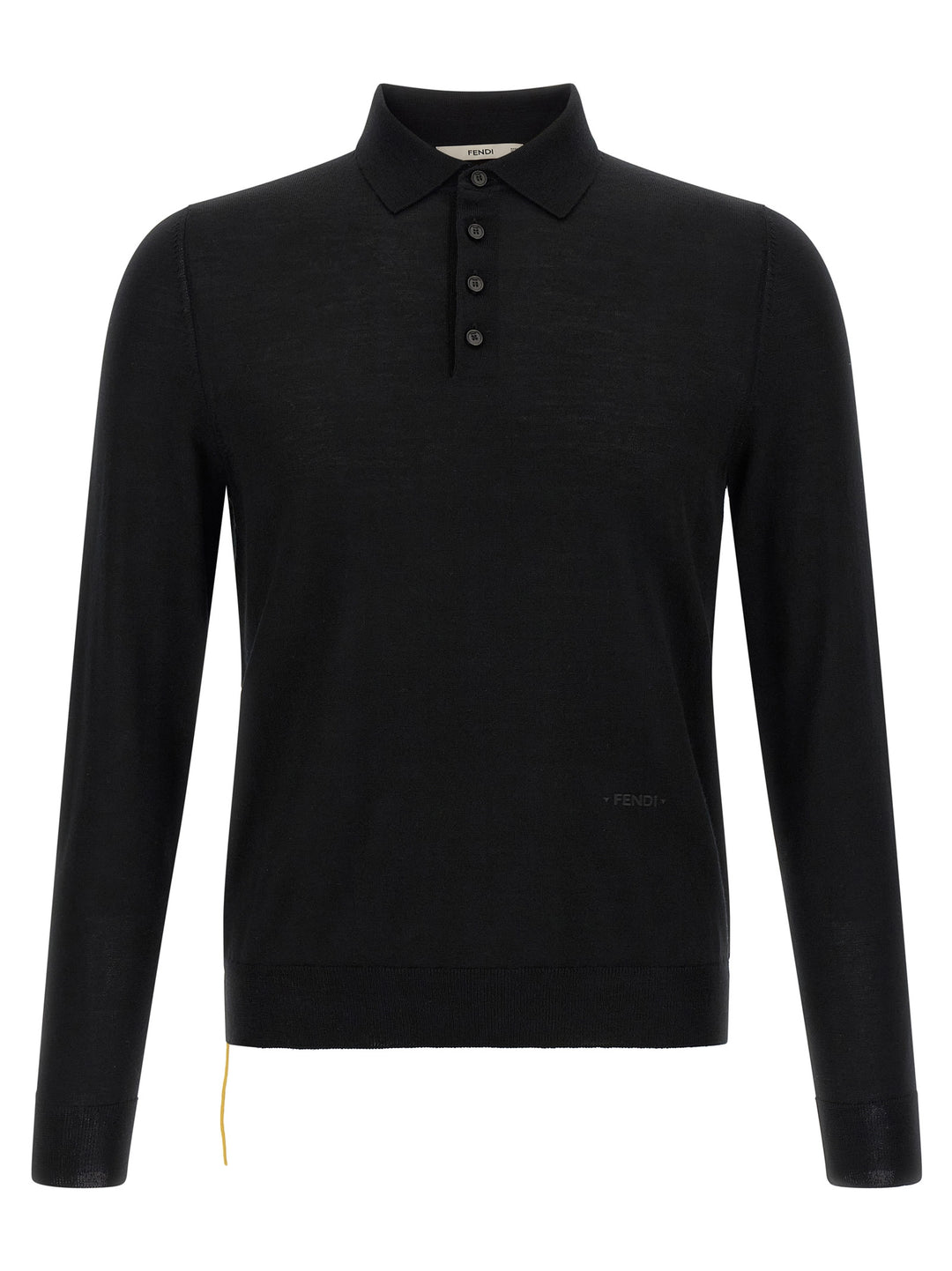 Fendi Black Virgin Wool Polo Shirt