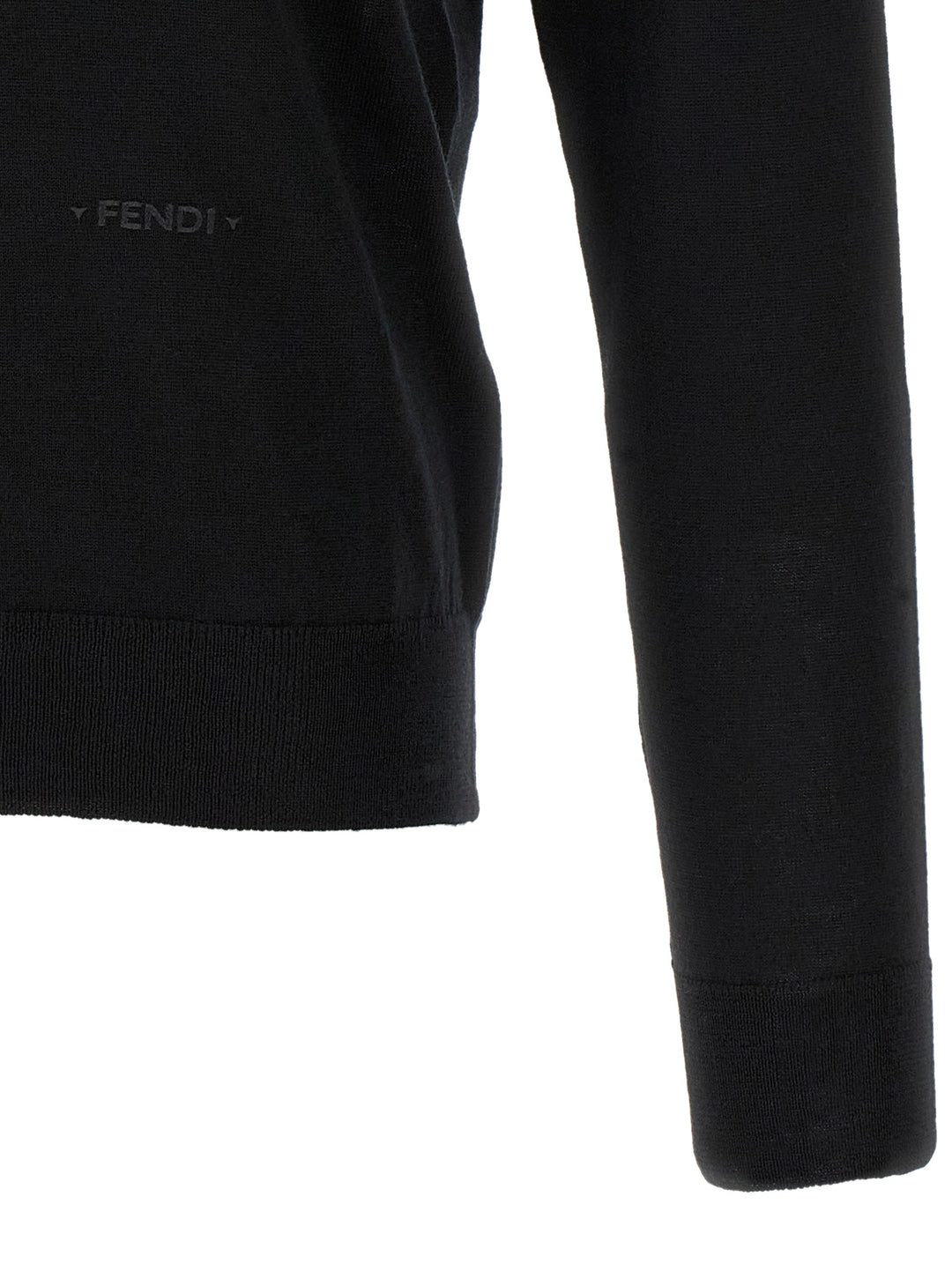 Fendi Black Virgin Wool Polo Shirt