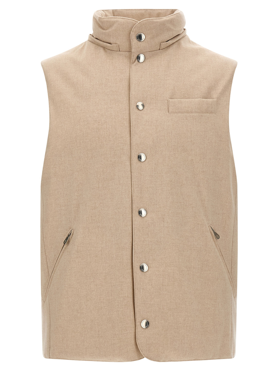 Brunello Cucinelli Beige Wool Sleeveless Jacket