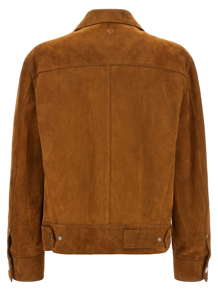 Ami Paris Brown Goatskin Leather Jacket