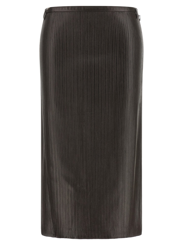 Tom Ford Brown Lamb Leather Midi Skirt