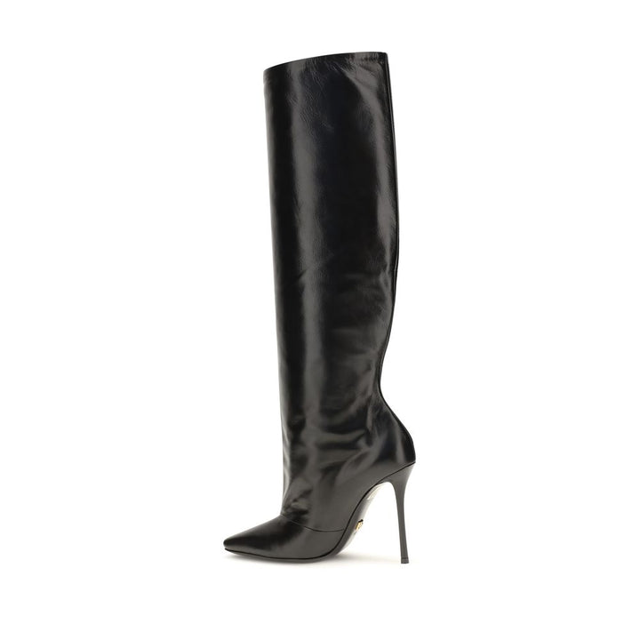 Dolce & Gabbana Black Calf Leather Bos Taurus High Heel Boots