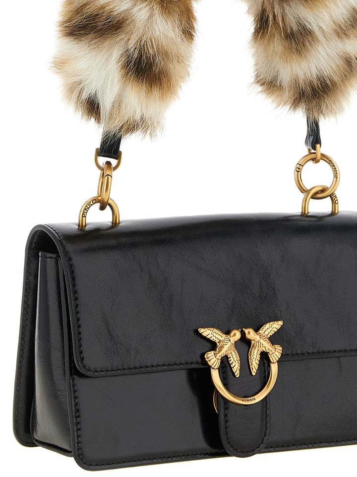 PINKO Black Calfskin Shoulder Bag