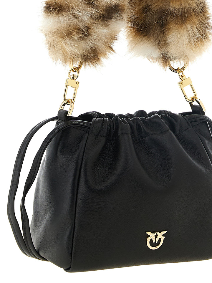PINKO Black Lambskin Shoulder Bag