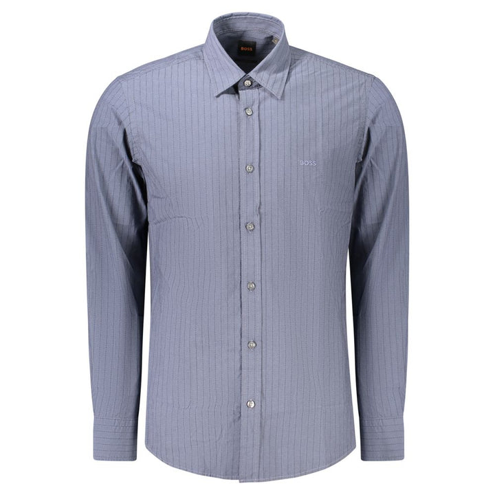 Hugo Boss Blue Cotton Mens Shirt