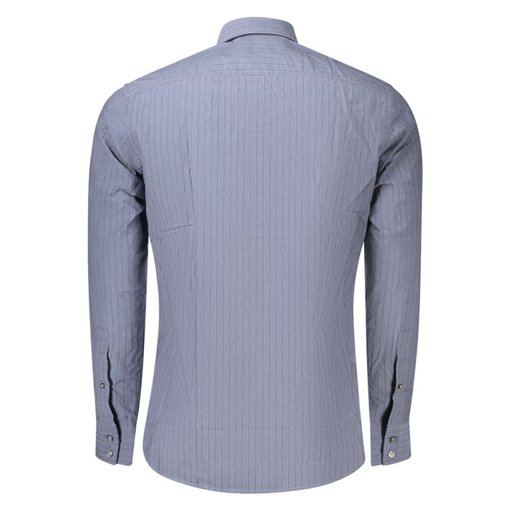 Hugo Boss Blue Cotton Mens Shirt