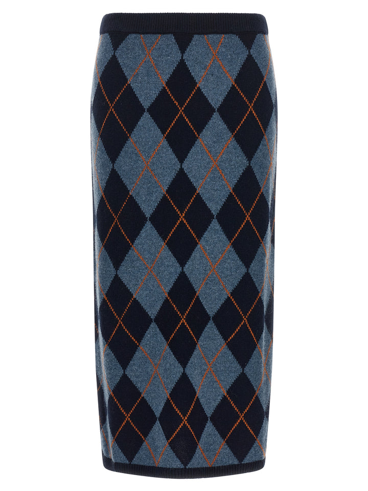 Twinset Blue Viscose Midi Skirt