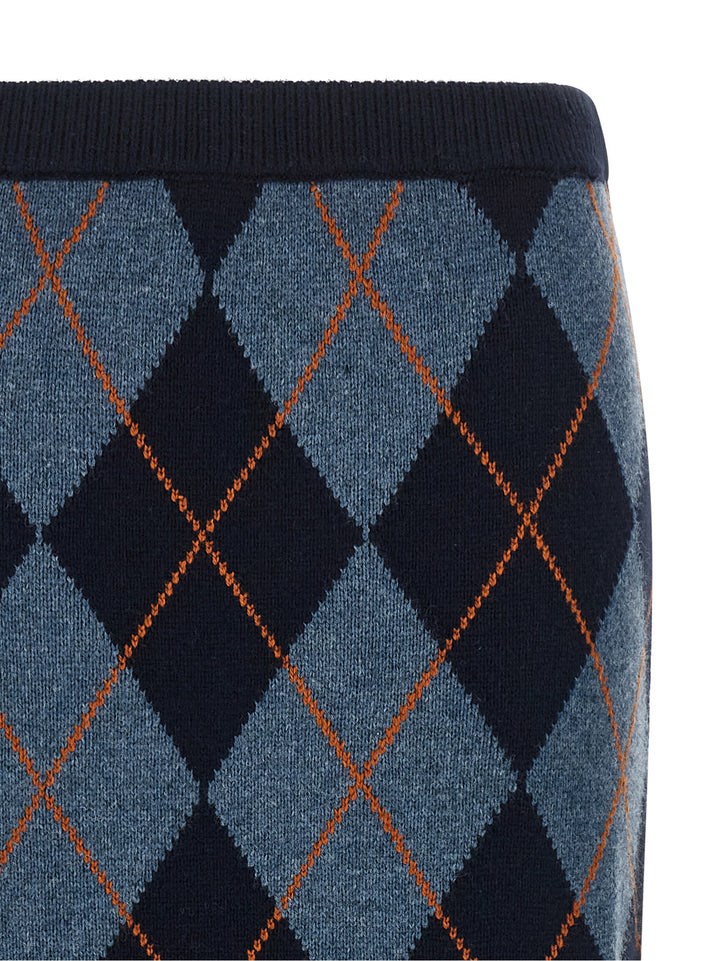 Twinset Blue Viscose Midi Skirt