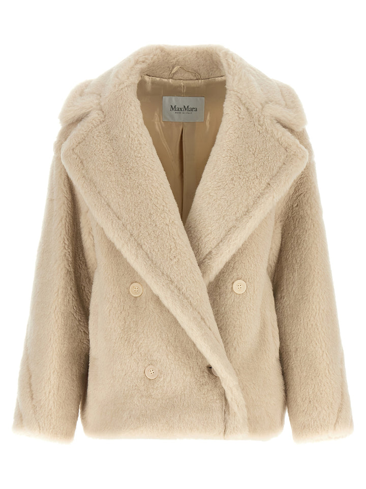 Max Mara White Alpaca Leather Coat