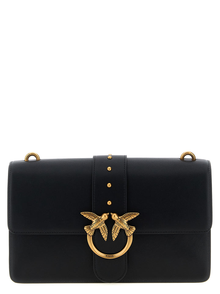 PINKO Black Goatskin Crossbody Bag