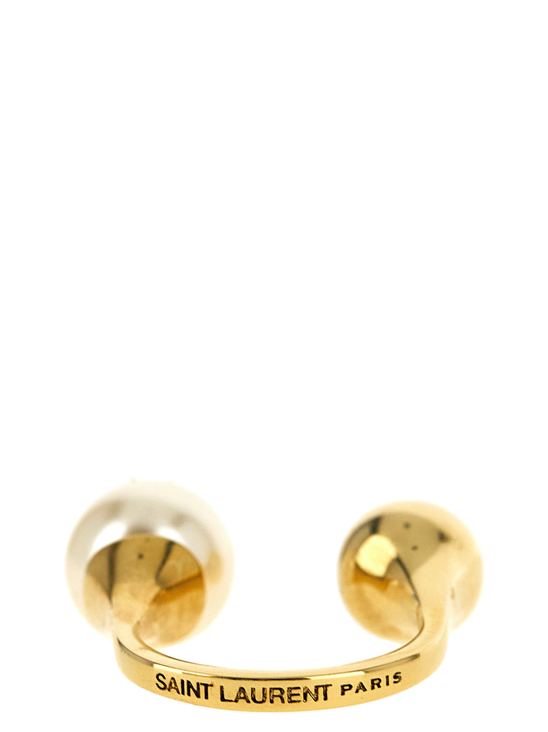 Saint Laurent White Brass Ring