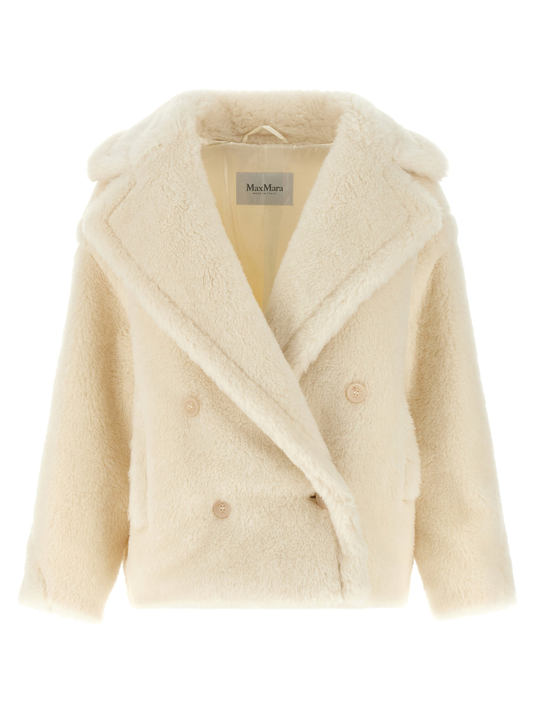 Max Mara White Alpaca Leather Coat