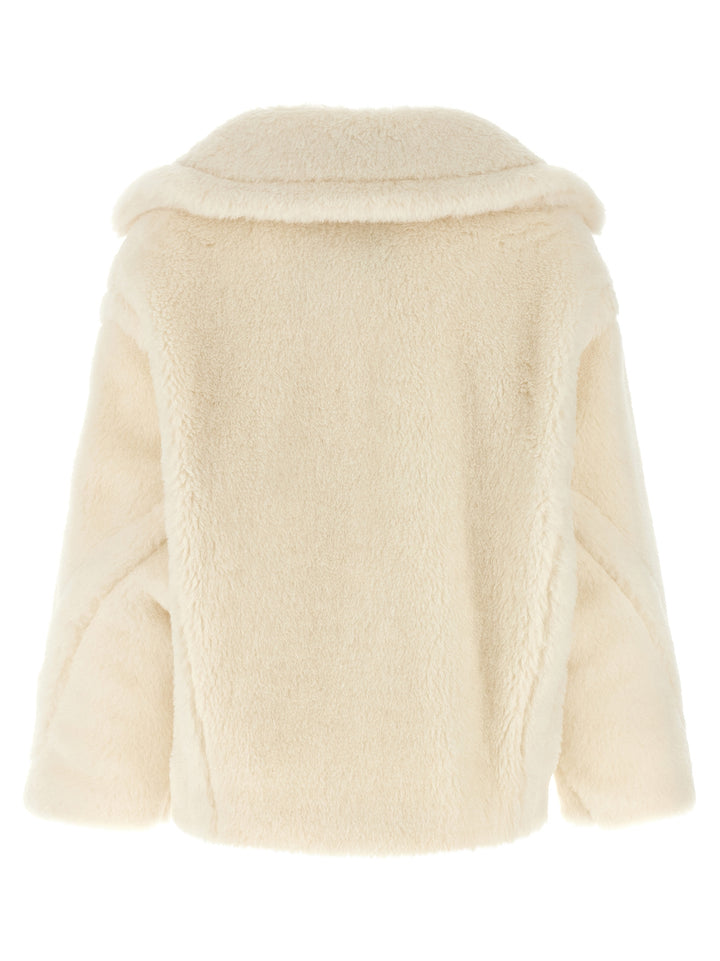 Max Mara White Alpaca Leather Coat