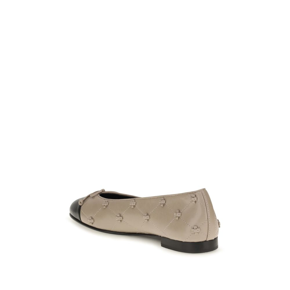 Tory Burch Beige Calf Leather Bos Taurus Ballet Flats