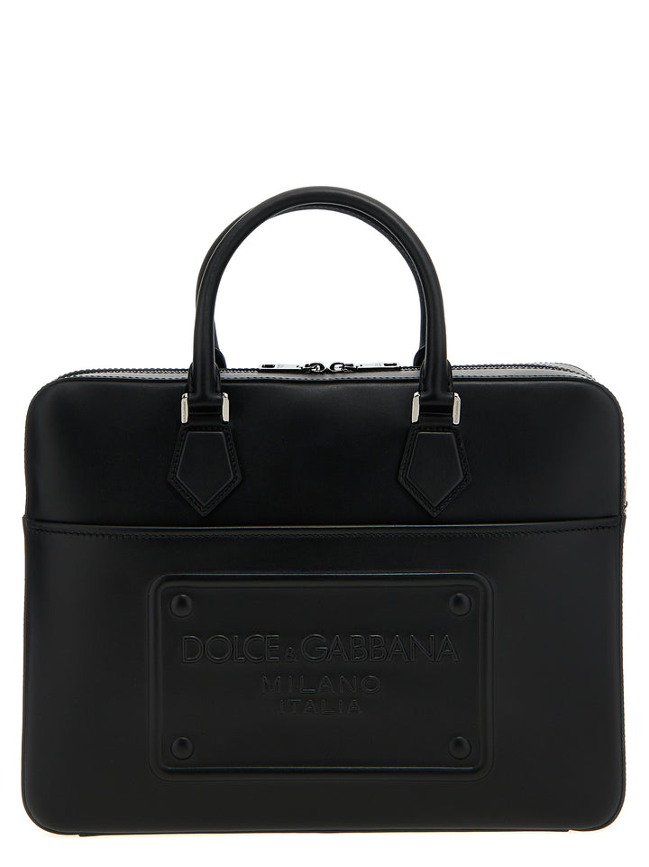 Dolce & Gabbana Black Lamb Leather Tote Bag