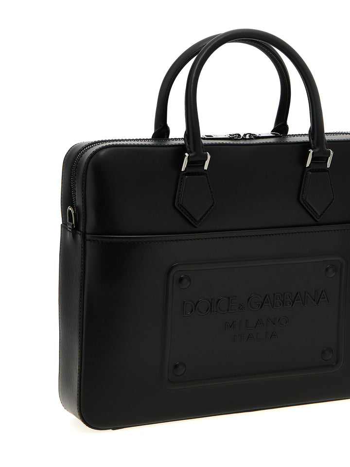 Dolce & Gabbana Black Lamb Leather Tote Bag