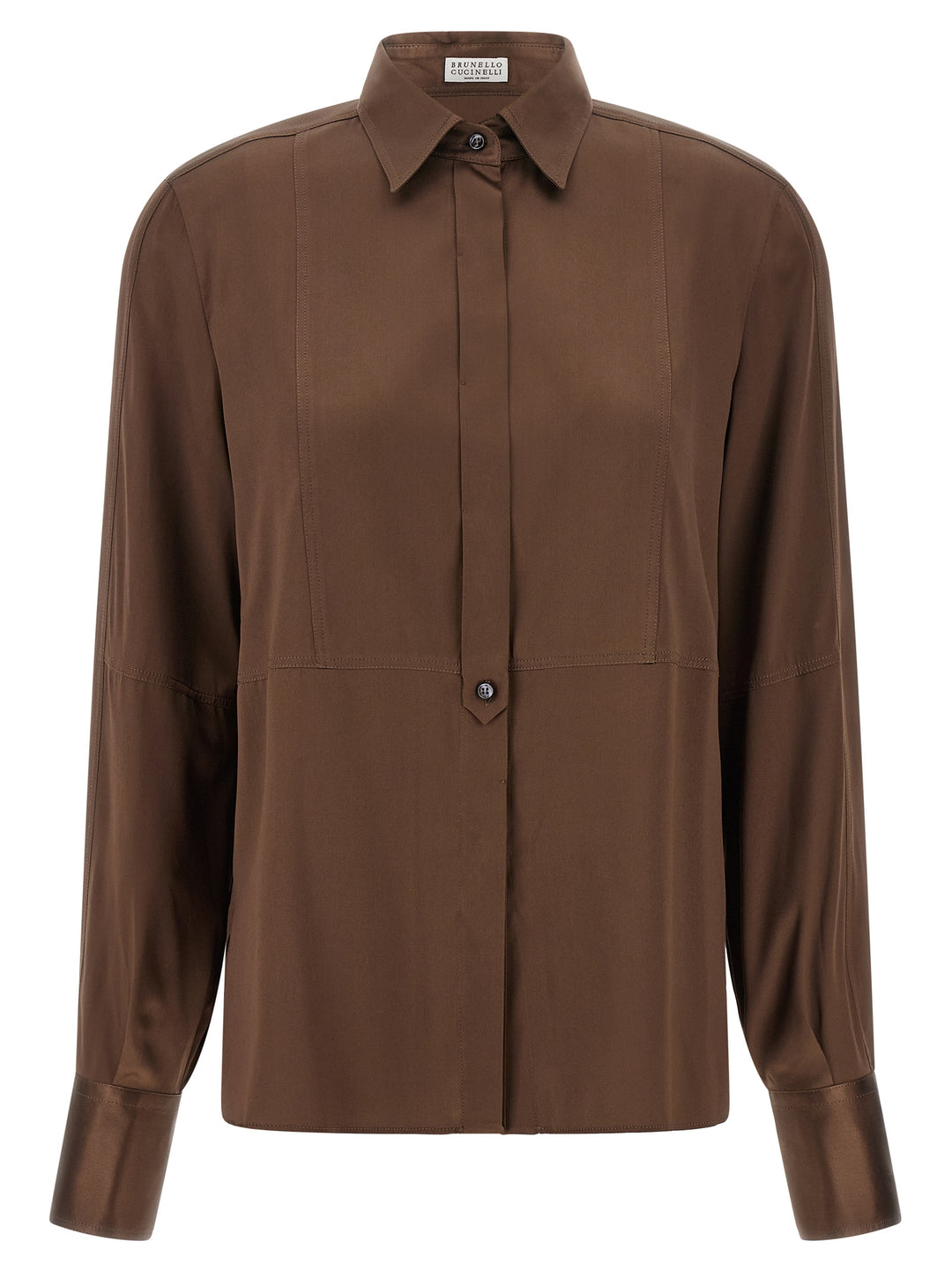 Brunello Cucinelli Brown Silk Blouse